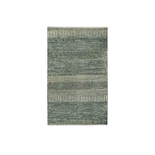 Load image into Gallery viewer, 2&#39;x3&#39; Linen White, Wool with touch of Silk, Tone on Tone, Lush and Plush, Hand Knotted, Modern Grass Design, Sample, Mat, Oriental Rug FWR459150