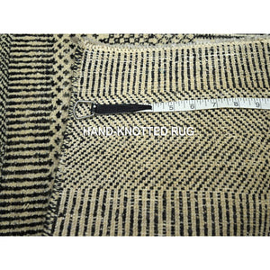 2'x3' Linen White, Wool with touch of Silk, Tone on Tone, Lush and Plush, Hand Knotted, Modern Grass Design, Sample, Mat, Oriental Rug FWR459150