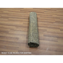 Load image into Gallery viewer, 2&#39;x3&#39; Linen White, Wool with touch of Silk, Tone on Tone, Lush and Plush, Hand Knotted, Modern Grass Design, Sample, Mat, Oriental Rug FWR459150