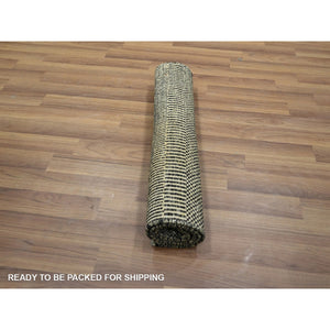 2'x3' Linen White, Wool with touch of Silk, Tone on Tone, Lush and Plush, Hand Knotted, Modern Grass Design, Sample, Mat, Oriental Rug FWR459150