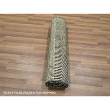 Load image into Gallery viewer, 2&#39;x3&#39; Bone White, Modern Grass Design, Wool With Touch Of Silk, Tone On Tone, Lush And Plush, Hand Knotted, Sample, Mat, Oriental Rug FWR459156