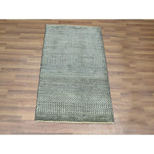Load image into Gallery viewer, 2&#39;x3&#39; Pastel Gray, Lush And Plush, Hand Knotted, Modern Grass Design, Wool With Touch Of Silk, Tone On Tone, Mat, Sample, Oriental Rug FWR459162