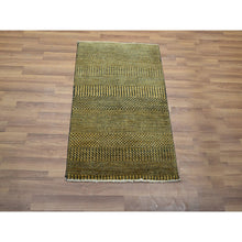Load image into Gallery viewer, 2&#39;x3&#39; Golden Brown, Wool With Touch Of Silk, Tone On Tone, Lush And Plush, Hand Knotted, Modern Grass Design, Sample, Mat, Oriental Rug FWR459168