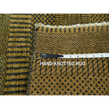 Load image into Gallery viewer, 2&#39;x3&#39; Golden Brown, Wool With Touch Of Silk, Tone On Tone, Lush And Plush, Hand Knotted, Modern Grass Design, Sample, Mat, Oriental Rug FWR459168