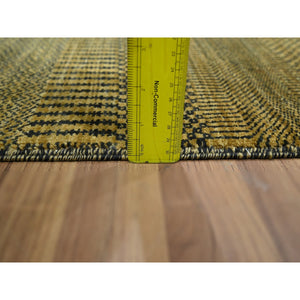 2'x3' Golden Brown, Wool With Touch Of Silk, Tone On Tone, Lush And Plush, Hand Knotted, Modern Grass Design, Sample, Mat, Oriental Rug FWR459174