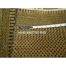 Load image into Gallery viewer, 2&#39;x3&#39; Golden Brown, Wool With Touch Of Silk, Tone On Tone, Lush And Plush, Hand Knotted, Modern Grass Design, Sample, Mat, Oriental Rug FWR459174