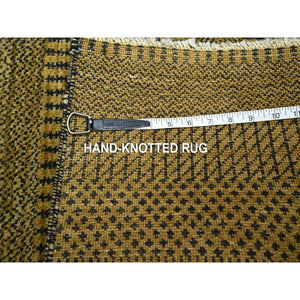 2'x3' Golden Brown, Wool With Touch Of Silk, Tone On Tone, Lush And Plush, Hand Knotted, Modern Grass Design, Sample, Mat, Oriental Rug FWR459174