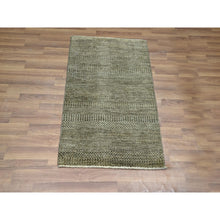 Load image into Gallery viewer, 2&#39;x3&#39; Cedar Brown, Modern Grass Design, Lush And Plush, Hand Knotted, Tone On Tone, Wool With Touch Of Silk, Sample, Mat, Oriental Rug FWR459180