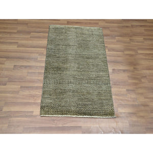 2'x3' Cedar Brown, Modern Grass Design, Lush And Plush, Hand Knotted, Tone On Tone, Wool With Touch Of Silk, Sample, Mat, Oriental Rug FWR459180