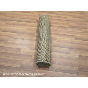 2'x3' Cedar Brown, Modern Grass Design, Lush And Plush, Hand Knotted, Tone On Tone, Wool With Touch Of Silk, Sample, Mat, Oriental Rug FWR459180