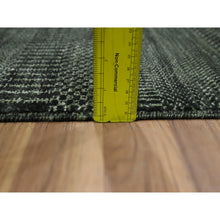 Load image into Gallery viewer, 2&#39;x3&#39; Seaweed Green, Modern Grass Design, Lush And Plush, Hand Knotted, Wool With Touch Of Silk, Tone On Tone, Sample, Mat, Oriental Rug FWR459186