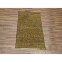 Load image into Gallery viewer, 2&#39;x3&#39; Honey Brown, Wool With Touch Of Silk, Tone On Tone, Lush And Plush, Hand Knotted, Modern Grass Design, Sample, Mat, Oriental Rug FWR459192