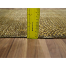 Load image into Gallery viewer, 2&#39;x3&#39; Honey Brown, Wool With Touch Of Silk, Tone On Tone, Lush And Plush, Hand Knotted, Modern Grass Design, Sample, Mat, Oriental Rug FWR459192
