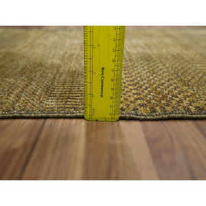 2'x3' Honey Brown, Wool With Touch Of Silk, Tone On Tone, Lush And Plush, Hand Knotted, Modern Grass Design, Sample, Mat, Oriental Rug FWR459192