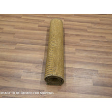 Load image into Gallery viewer, 2&#39;x3&#39; Honey Brown, Wool With Touch Of Silk, Tone On Tone, Lush And Plush, Hand Knotted, Modern Grass Design, Sample, Mat, Oriental Rug FWR459192