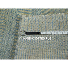 Load image into Gallery viewer, 2&#39;x3&#39; Light Blue, Tone on Tone, Lush and Plush, Hand Knotted, Modern Grass Design, Wool with touch of Silk, Sample, Mat, Oriental Rug FWR459210