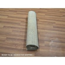 Load image into Gallery viewer, 2&#39;x3&#39; Light Blue, Tone on Tone, Lush and Plush, Hand Knotted, Modern Grass Design, Wool with touch of Silk, Sample, Mat, Oriental Rug FWR459210