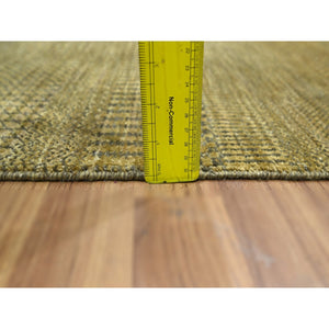 2'x3' Honey Brown, Modern Grass Design, Lush And Plush, Hand Knotted, Wool With Touch Of Silk, Tone On Tone, Sample, Mat, Oriental Rug FWR459222