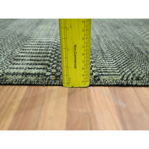 2'x3' Sage Green, Modern Grass Design, Sample, Wool With Touch Of Silk, Tone On Tone, Lush And Plush, Hand Knotted, Sample, Mat, Oriental Rug FWR459228