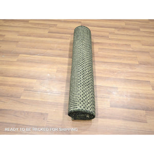 2'x3' Sage Green, Modern Grass Design, Sample, Wool With Touch Of Silk, Tone On Tone, Lush And Plush, Hand Knotted, Sample, Mat, Oriental Rug FWR459228