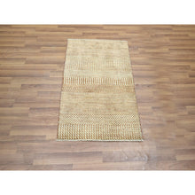 Load image into Gallery viewer, 2&#39;x3&#39; Beige, Wool With Touch Of Silk, Tone On Tone, Lush And Plush, Hand Knotted, Modern Grass Design, Sample, Mat, Oriental Rug FWR459234