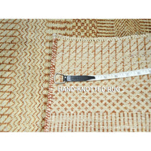 Load image into Gallery viewer, 2&#39;x3&#39; Beige, Wool With Touch Of Silk, Tone On Tone, Lush And Plush, Hand Knotted, Modern Grass Design, Sample, Mat, Oriental Rug FWR459234