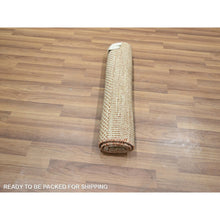 Load image into Gallery viewer, 2&#39;x3&#39; Beige, Wool With Touch Of Silk, Tone On Tone, Lush And Plush, Hand Knotted, Modern Grass Design, Sample, Mat, Oriental Rug FWR459234
