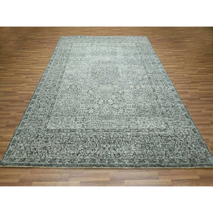 8'1"x10'1" Storm Gray, Mamluk Design, Pre Historic 14th Century Influence, Natural Dyes, Hand Knotted, Pure Wool, Oriental Rug FWR459240