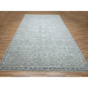 9'2"x12'1" Neutral Gray, Pre Historic 14th Century Influence Mamluk Design, Natural Dyes, Hand Knotted, Pure Wool, Oriental Rug FWR459246