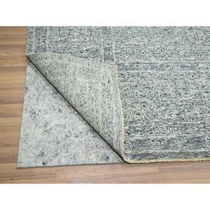 9'2"x12'1" Neutral Gray, Pre Historic 14th Century Influence Mamluk Design, Natural Dyes, Hand Knotted, Pure Wool, Oriental Rug FWR459246