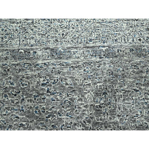 9'2"x12'1" Neutral Gray, Pre Historic 14th Century Influence Mamluk Design, Natural Dyes, Hand Knotted, Pure Wool, Oriental Rug FWR459246