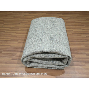 9'2"x12'1" Neutral Gray, Pre Historic 14th Century Influence Mamluk Design, Natural Dyes, Hand Knotted, Pure Wool, Oriental Rug FWR459246