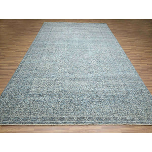 9'x12' Stone Blue, Mamluk Design, Pre Historic 14th Century Influence, Natural Dyes, Hand Knotted, 100% Wool, Oriental Rug FWR459252