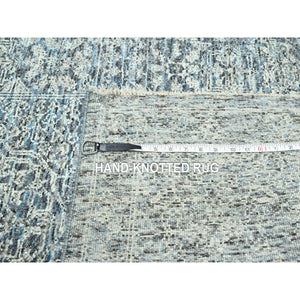 9'x12' Stone Blue, Mamluk Design, Pre Historic 14th Century Influence, Natural Dyes, Hand Knotted, 100% Wool, Oriental Rug FWR459252