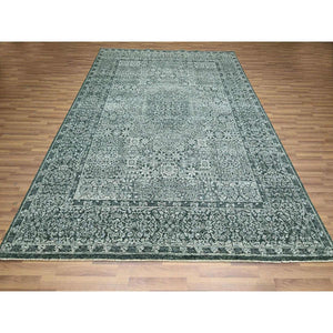 8'x10'2" Pine Green, Mamluk Design, Pre Historic 14th Century Influence, Natural Dyes, Hand Knotted, 100% Wool, Oriental Rug FWR459258