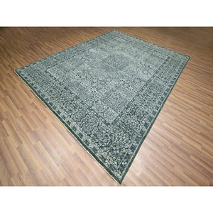 8'x10'2" Pine Green, Mamluk Design, Pre Historic 14th Century Influence, Natural Dyes, Hand Knotted, 100% Wool, Oriental Rug FWR459258