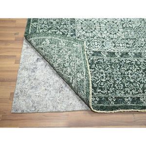8'3"x11'7" Seaweed Green, Pre Historic 14th Century Influence, Mamluk Design, Natural Dyes, Hand Knotted, Pure Wool, Oriental Rug FWR459270