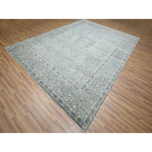 9'x12'1" Spanish Gray, Hand Knotted, Pre Historic 14th Century Influence, Mamluk Design, Natural Dyes, 100% Wool, Oriental Rug FWR459276