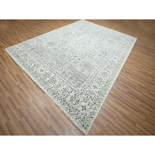 Load image into Gallery viewer, 9&#39;1&quot;x12&#39; Alabaster White, Pre Historic 14th Century Influence, Mamluk Design, Natural Dyes, Hand Knotted, Pure Wool, Oriental Rug FWR459282