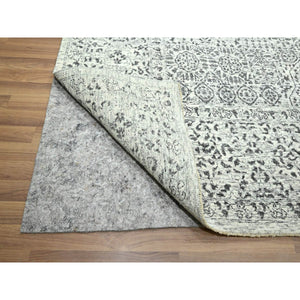 9'1"x12' Alabaster White, Pre Historic 14th Century Influence, Mamluk Design, Natural Dyes, Hand Knotted, Pure Wool, Oriental Rug FWR459282