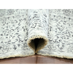 9'1"x12' Alabaster White, Pre Historic 14th Century Influence, Mamluk Design, Natural Dyes, Hand Knotted, Pure Wool, Oriental Rug FWR459282