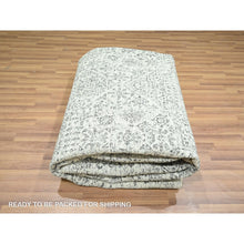 Load image into Gallery viewer, 9&#39;1&quot;x12&#39; Alabaster White, Pre Historic 14th Century Influence, Mamluk Design, Natural Dyes, Hand Knotted, Pure Wool, Oriental Rug FWR459282