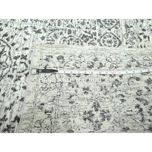 9'1"x12' Alabaster White, Pre Historic 14th Century Influence, Mamluk Design, Natural Dyes, Hand Knotted, Pure Wool, Oriental Rug FWR459282