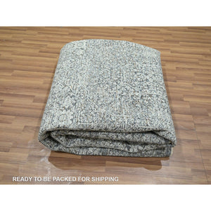 8'2"x10'2" Sonic Gray, Pre Historic 14th Century Influence, Mamluk Design, Natural Dyes, Hand Knotted, Pure Wool, Oriental Rug FWR459294