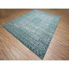 Load image into Gallery viewer, 8&#39;x10&#39;3&quot; Teal Green, Pre Historic 14th Century Influence, Mamluk Design, Natural Dyes, Hand Knotted, Pure Wool, Oriental Rug FWR459306
