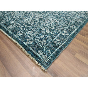 8'x10'3" Teal Green, Pre Historic 14th Century Influence, Mamluk Design, Natural Dyes, Hand Knotted, Pure Wool, Oriental Rug FWR459306