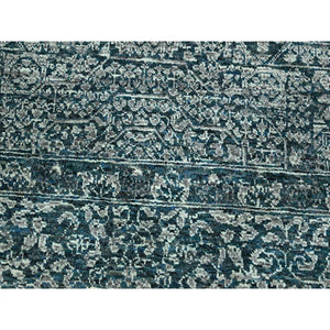 8'x10'3" Teal Green, Pre Historic 14th Century Influence, Mamluk Design, Natural Dyes, Hand Knotted, Pure Wool, Oriental Rug FWR459306