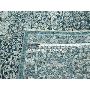 8'x10'3" Teal Green, Pre Historic 14th Century Influence, Mamluk Design, Natural Dyes, Hand Knotted, Pure Wool, Oriental Rug FWR459306