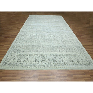 10'x14'2" Stone Gray, Mamluk Design, Pre Historic 14th Century Influence, Natural Dyes, Hand Knotted, Pure Wool, Oriental Rug FWR459324