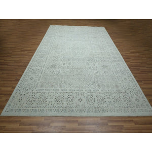 9'1"x12' Beau Blue, Pre Historic 14th Century Influence, Mamluk Design, Natural Dyes, Hand Knotted, Pure Wool, Oriental Rug FWR459330